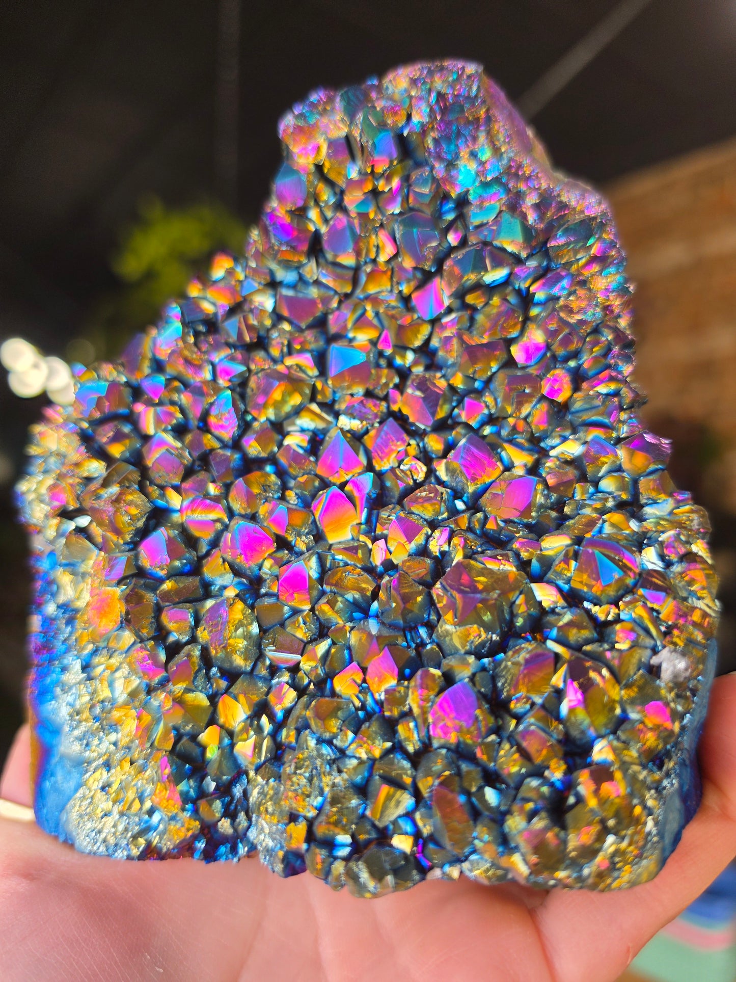 Treated Aura Quartz Cluster Freeform