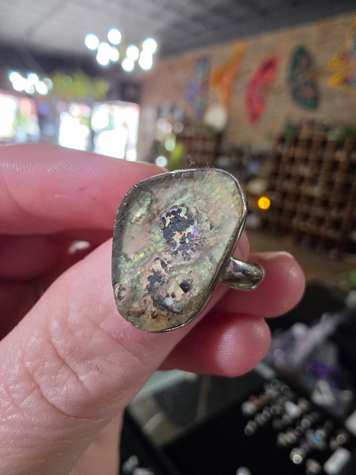 Patina Glass Ring Size 7.5