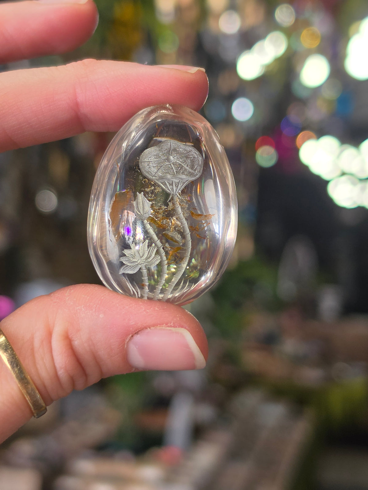 Bamboo Flower Lazer Engraved Iron Included Quartz
