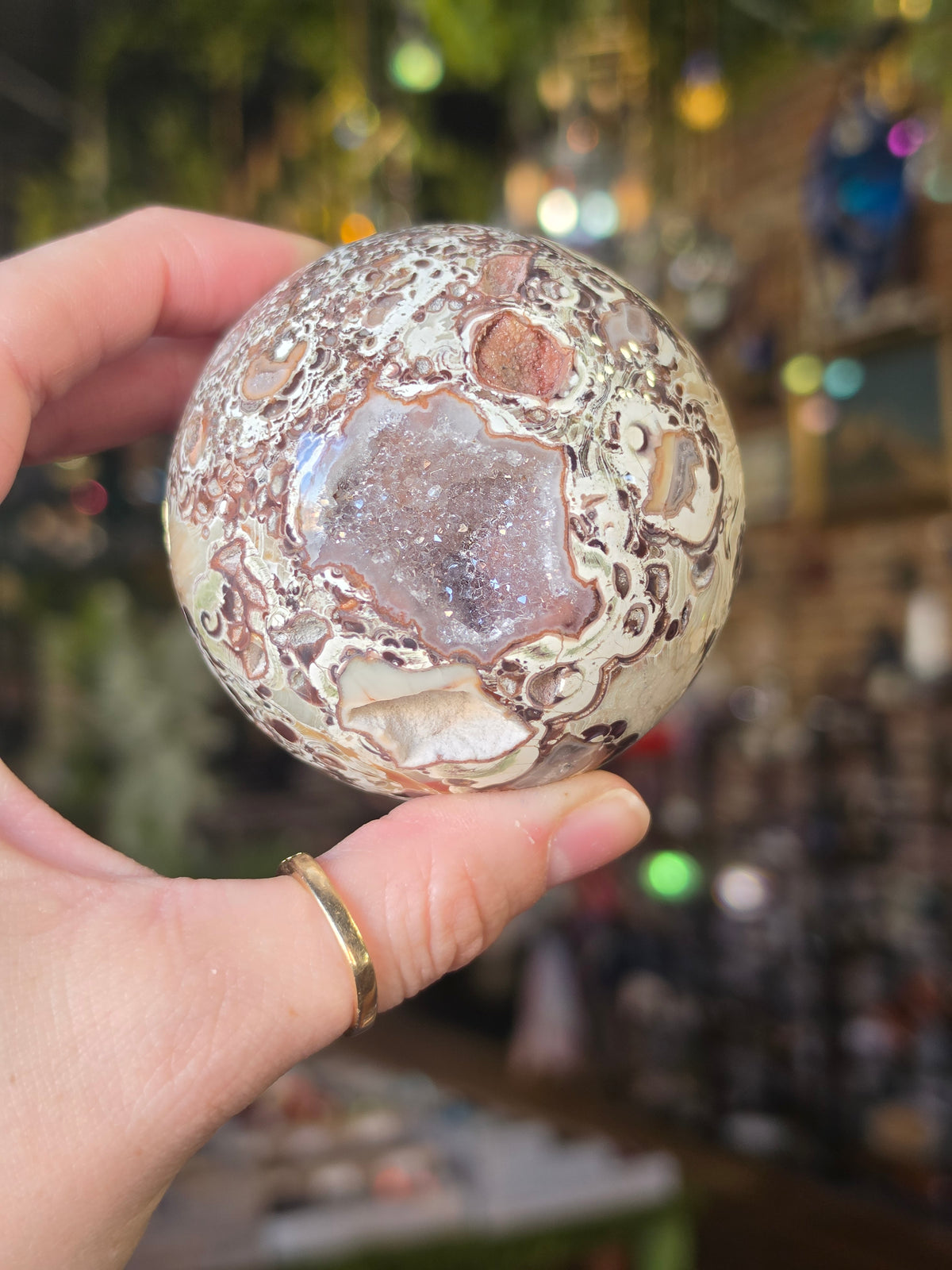 Druzy Money Agate Sphere