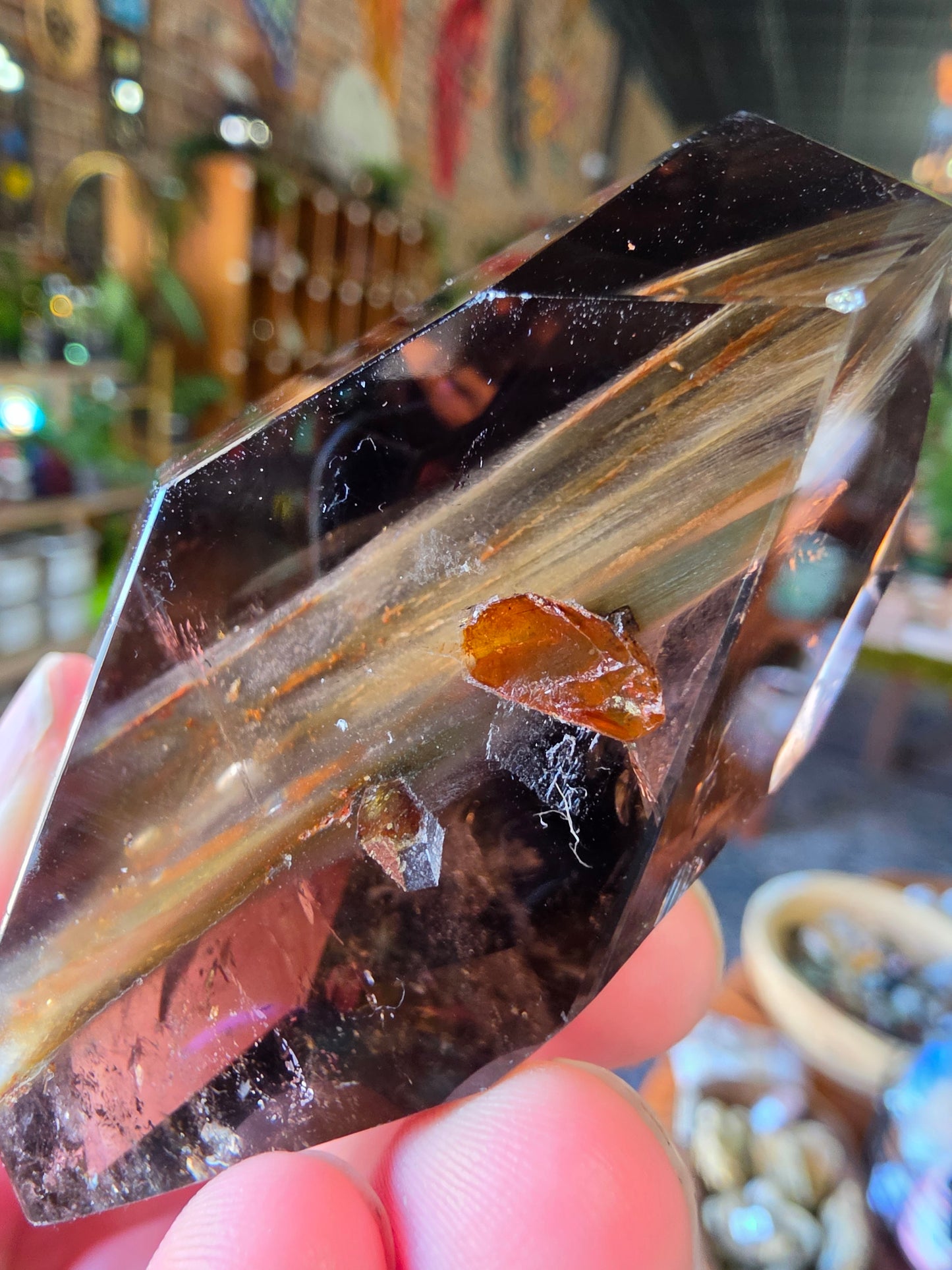 Amphibole in Smoky Quartz