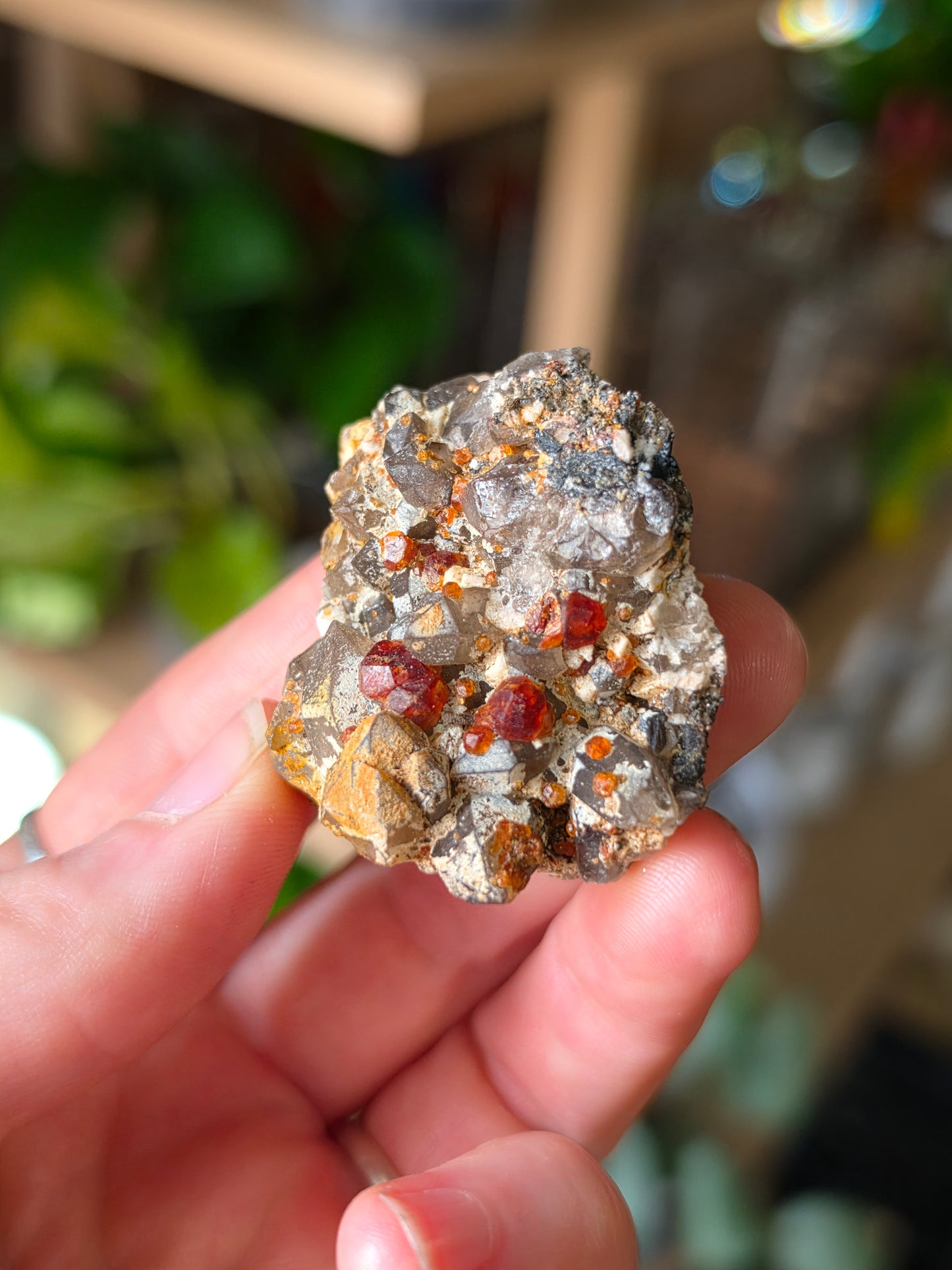 Garnet on Smoky Quartz