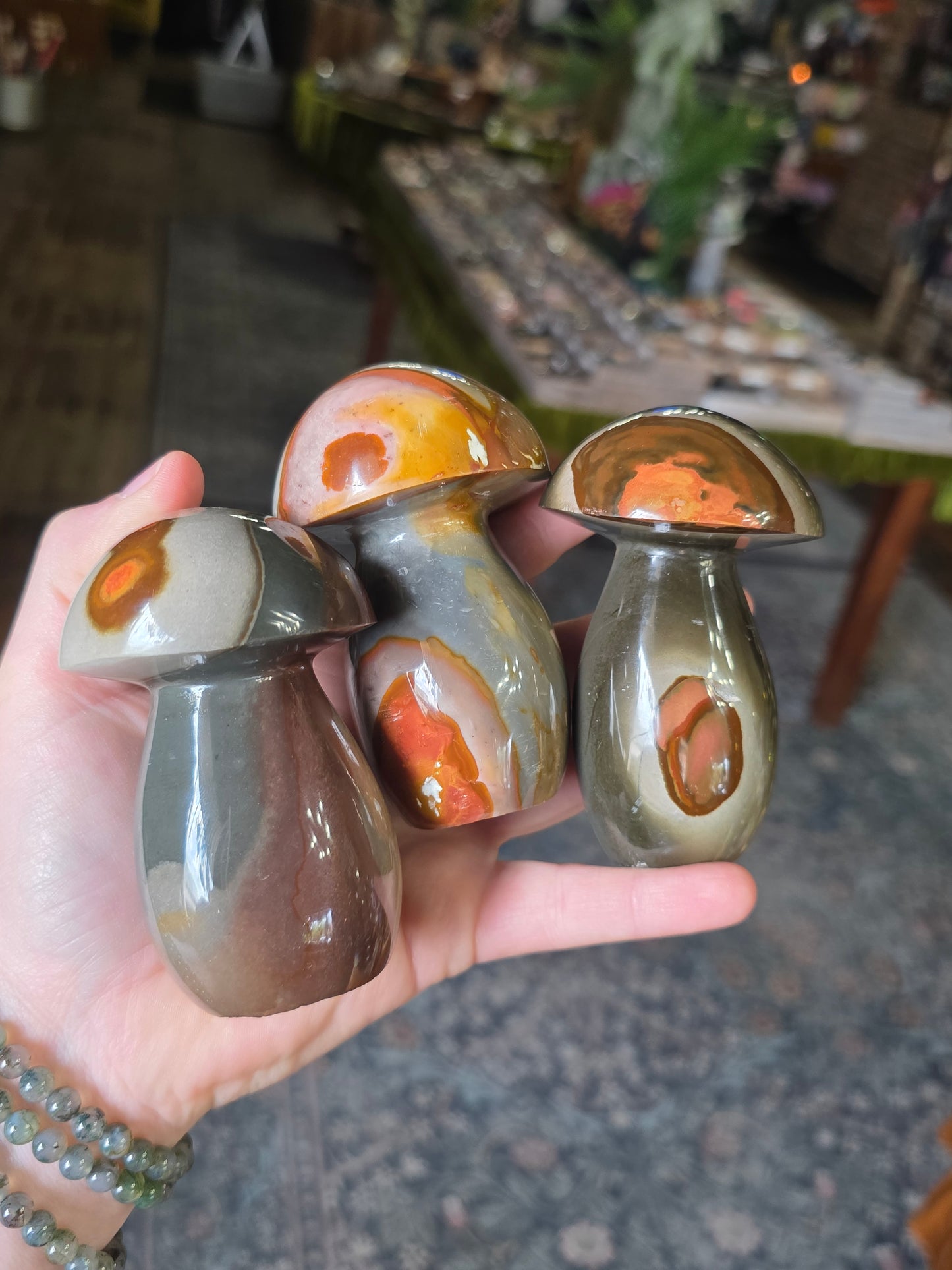 Polychrome Jasper Mushroom Carving