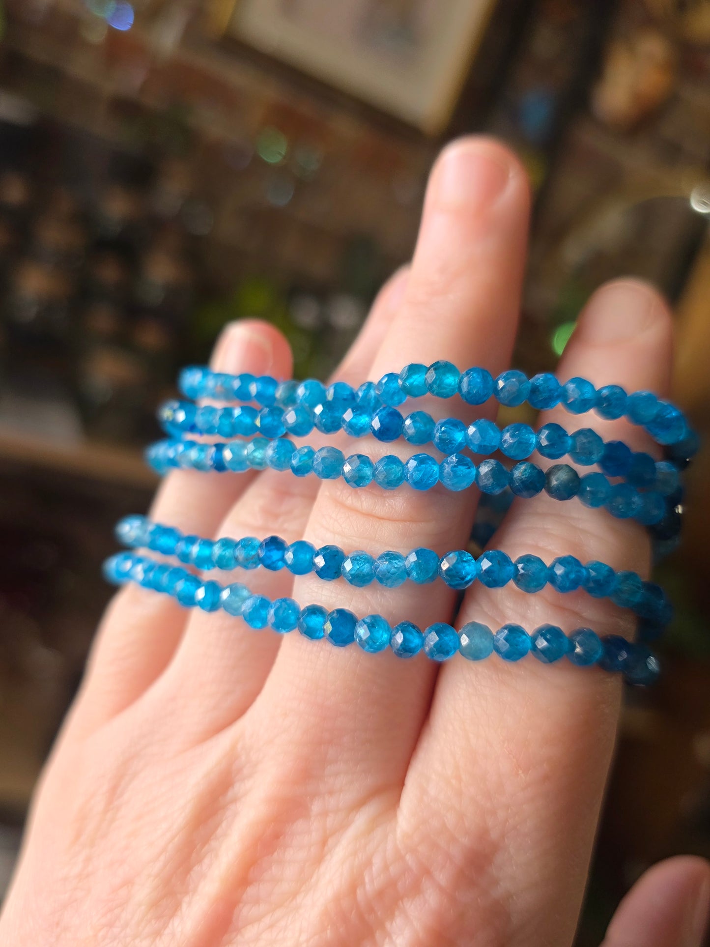 Faceted Blue Apatite Bead Bracelet