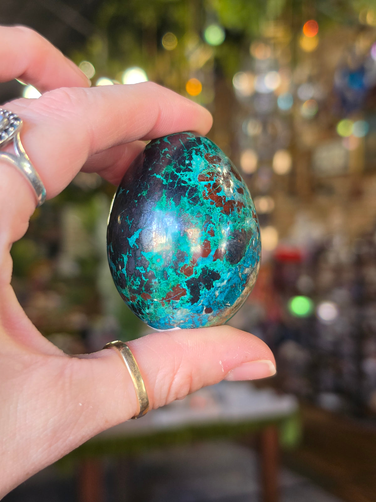 Chrysocolla & Malachite Egg Carving