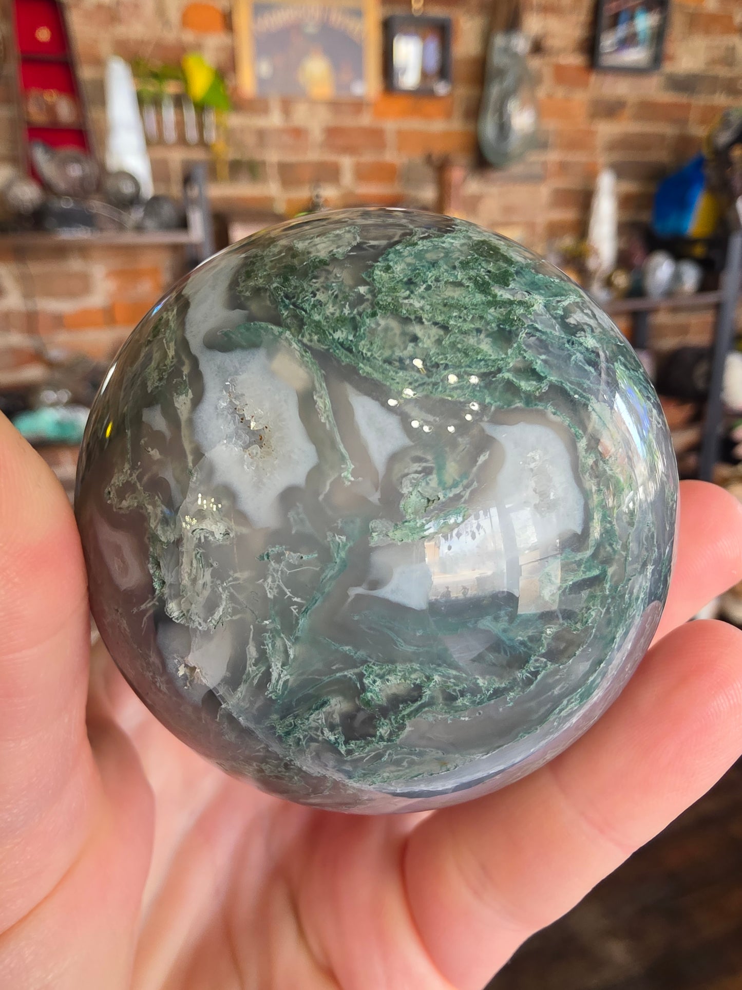 Moss agate Sphere