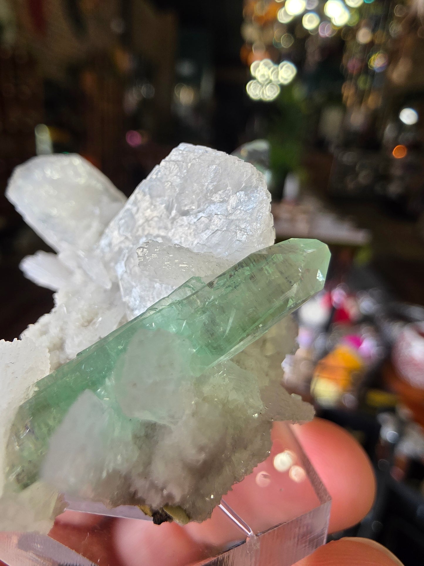 Green Apophyllite On Stilbite