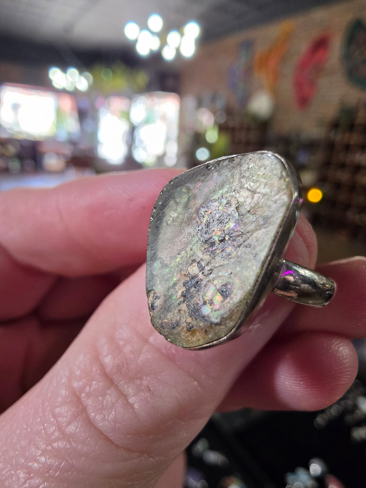 Patina Glass Ring Size 7.5