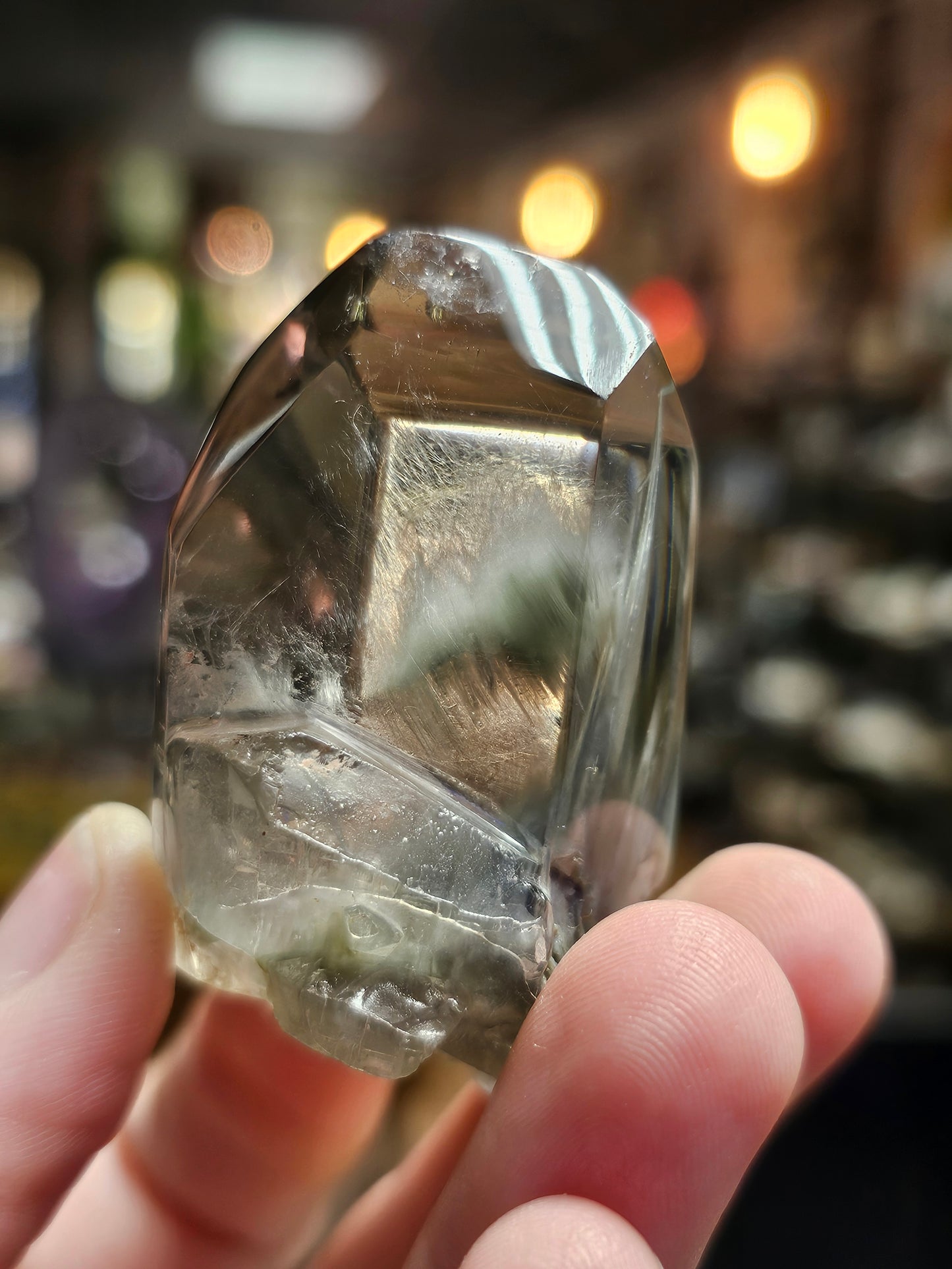 Polished Blue Tara ( Blue Amphibole) Quartz  Point