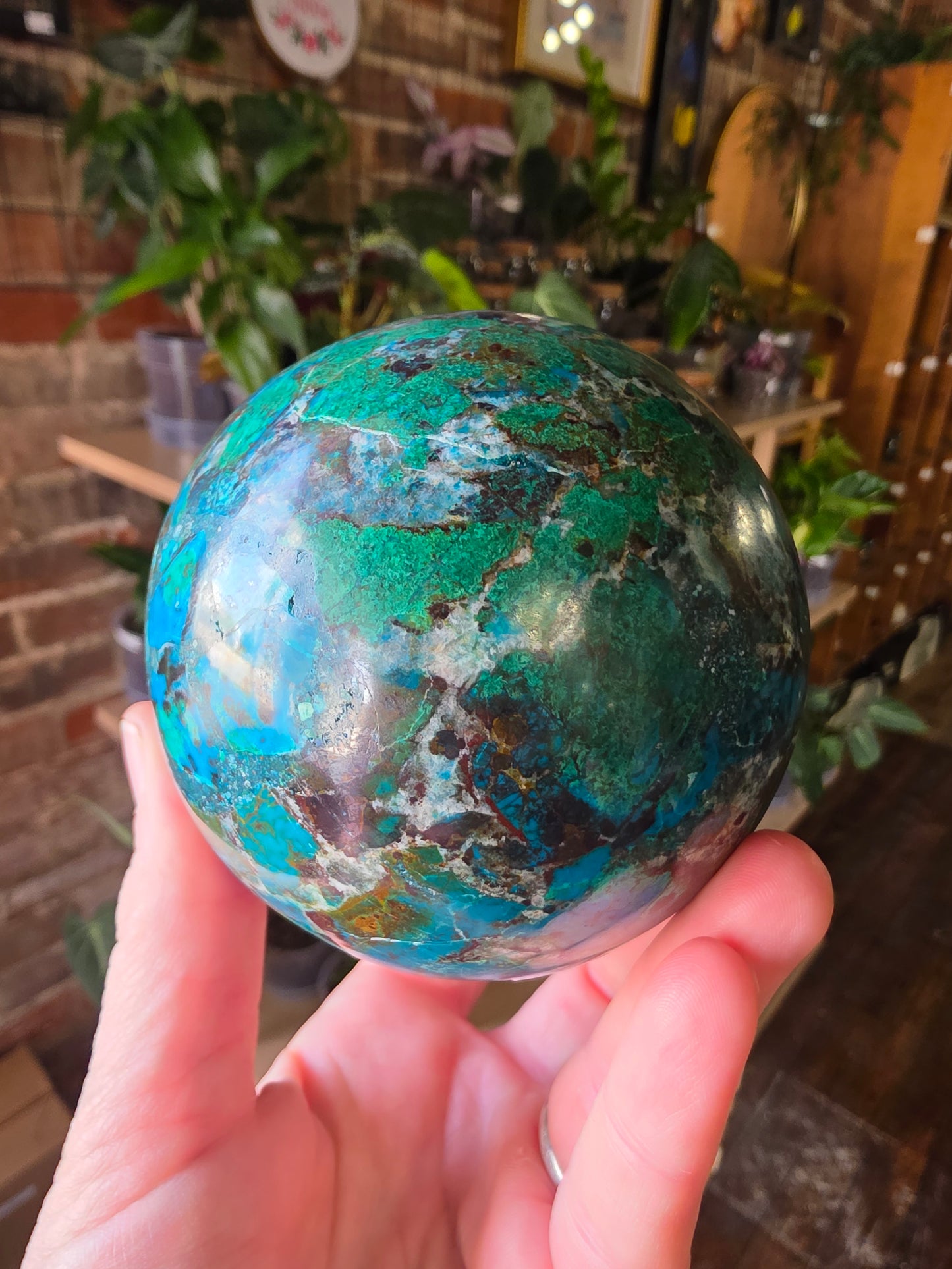 Chrysocolla and Malachite Sphere