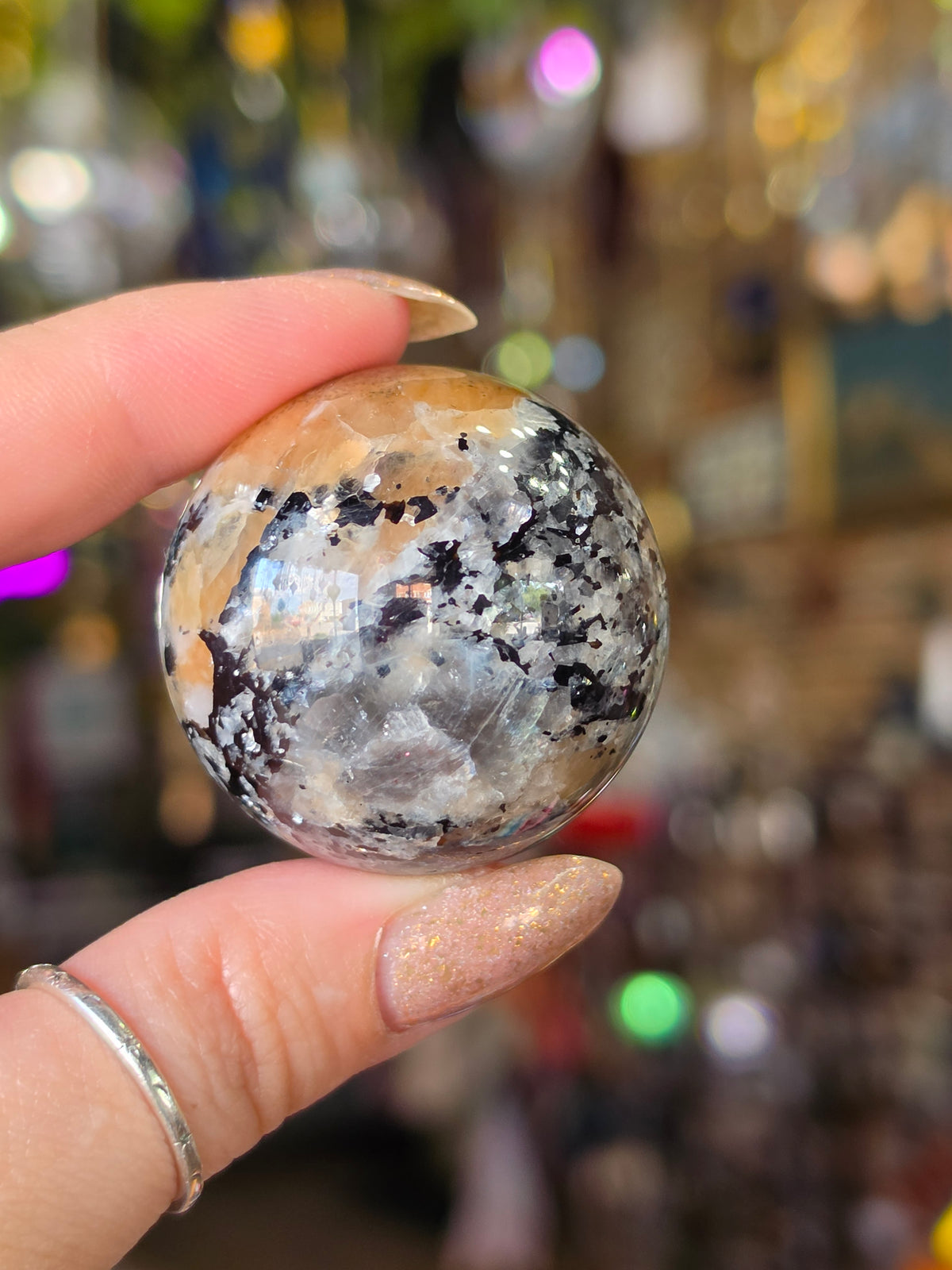 Larvikite and Sunstone Sphere