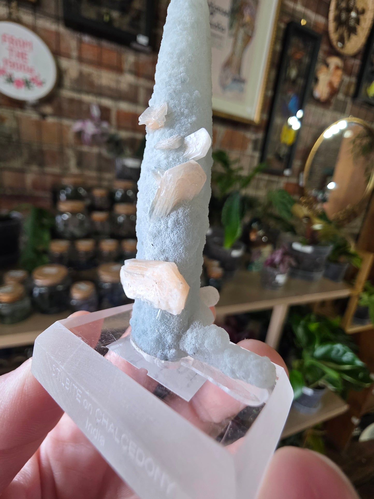 Stilbite on Chalcedony Stalactite
