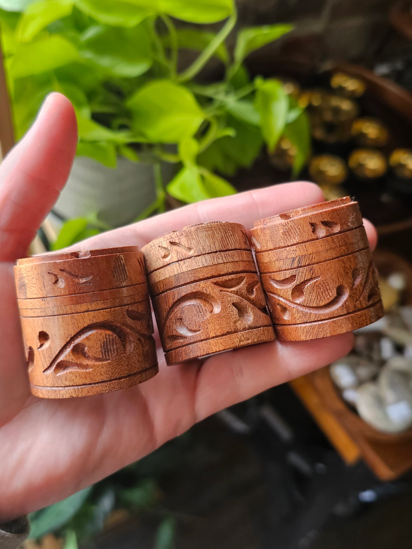 Threaded Carved Wood Box