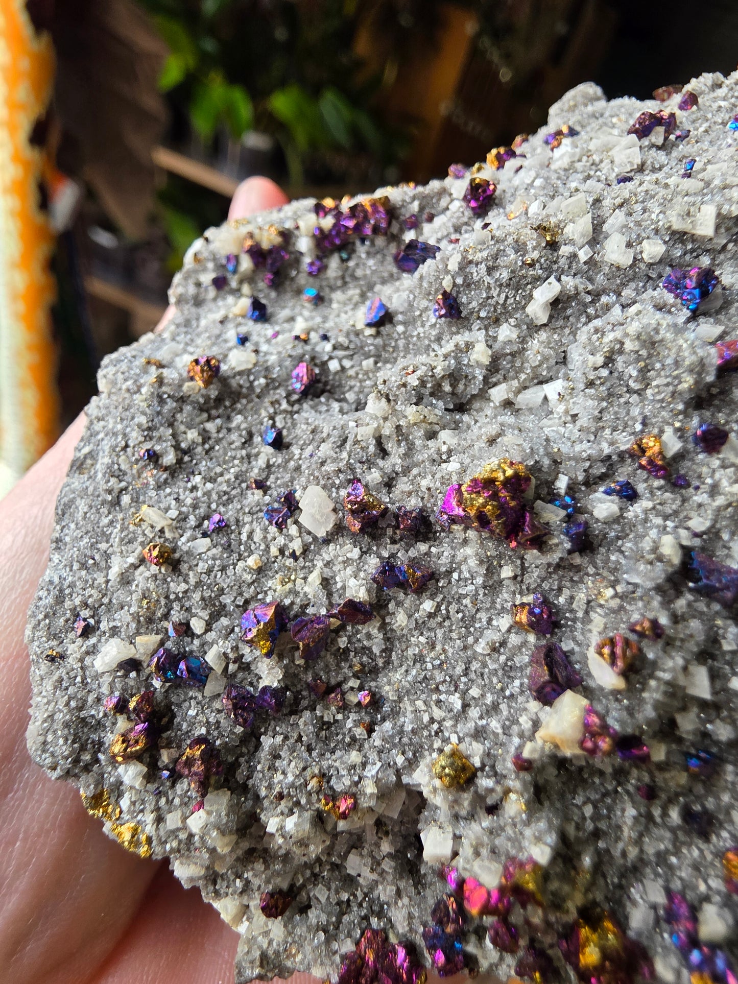 Chalcopyrite on Druzy Quartz
