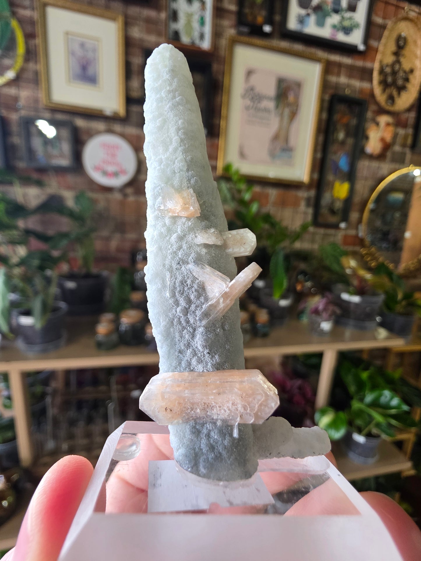 Stilbite on Chalcedony Stalactite