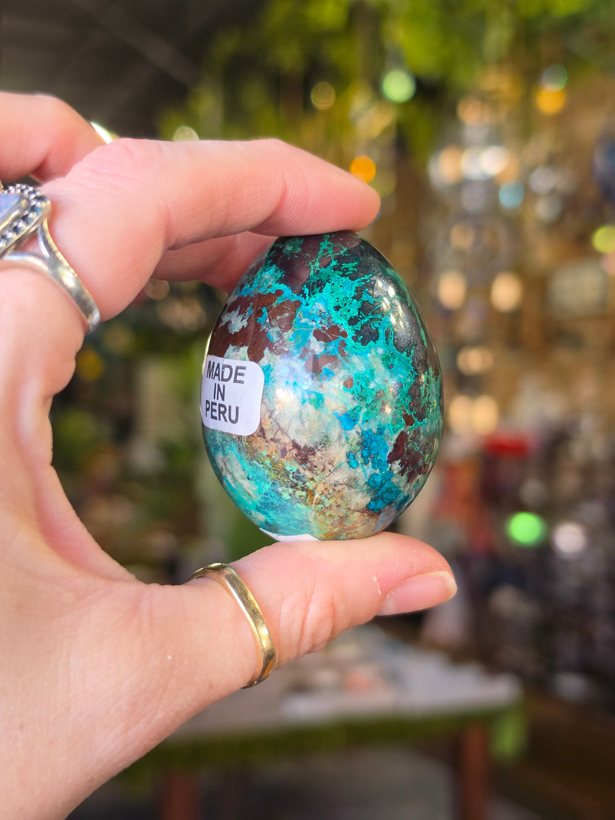 Chrysocolla & Malachite Egg Carving