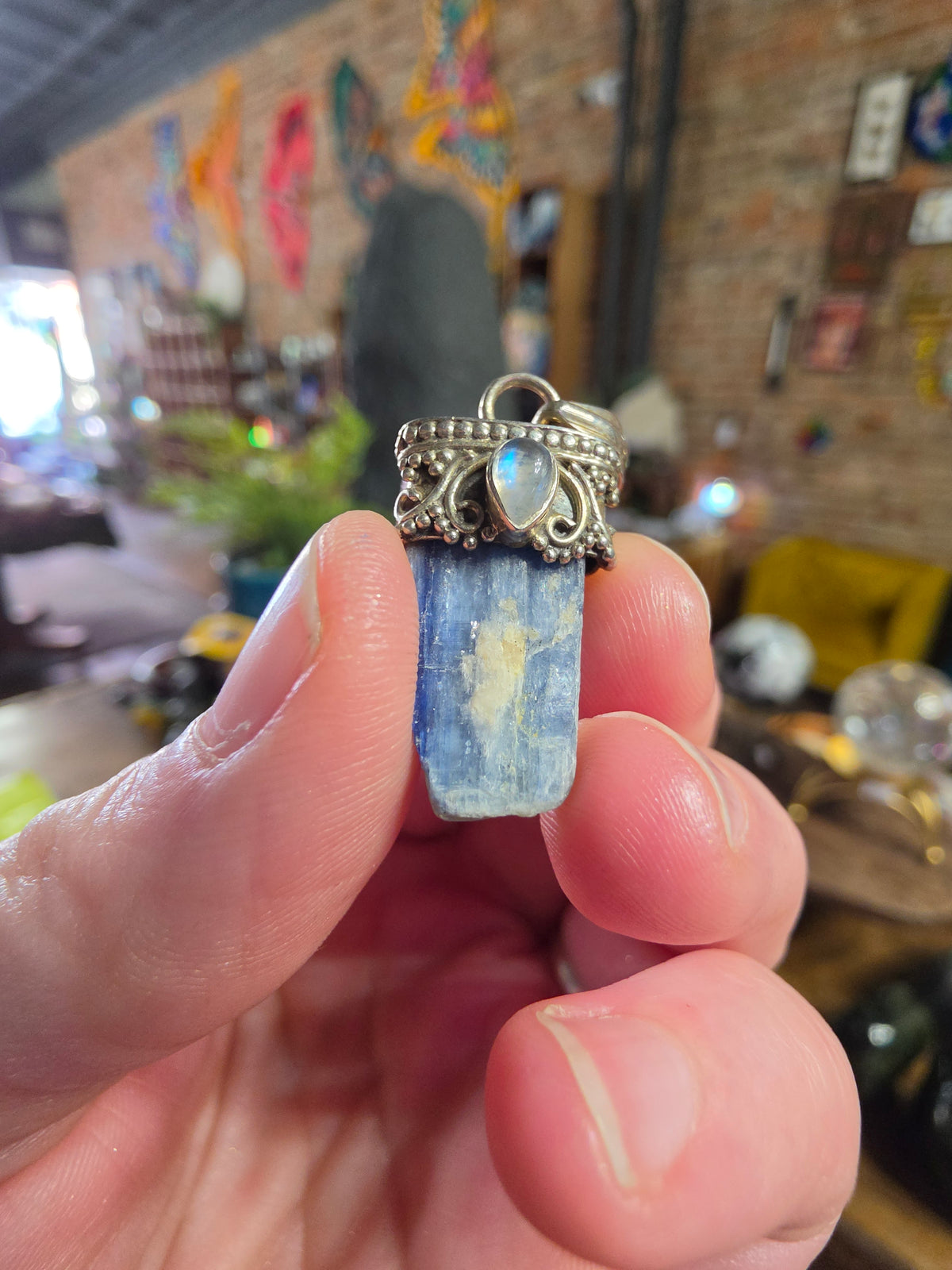 Blue Kyanite & Moonstone Pendant