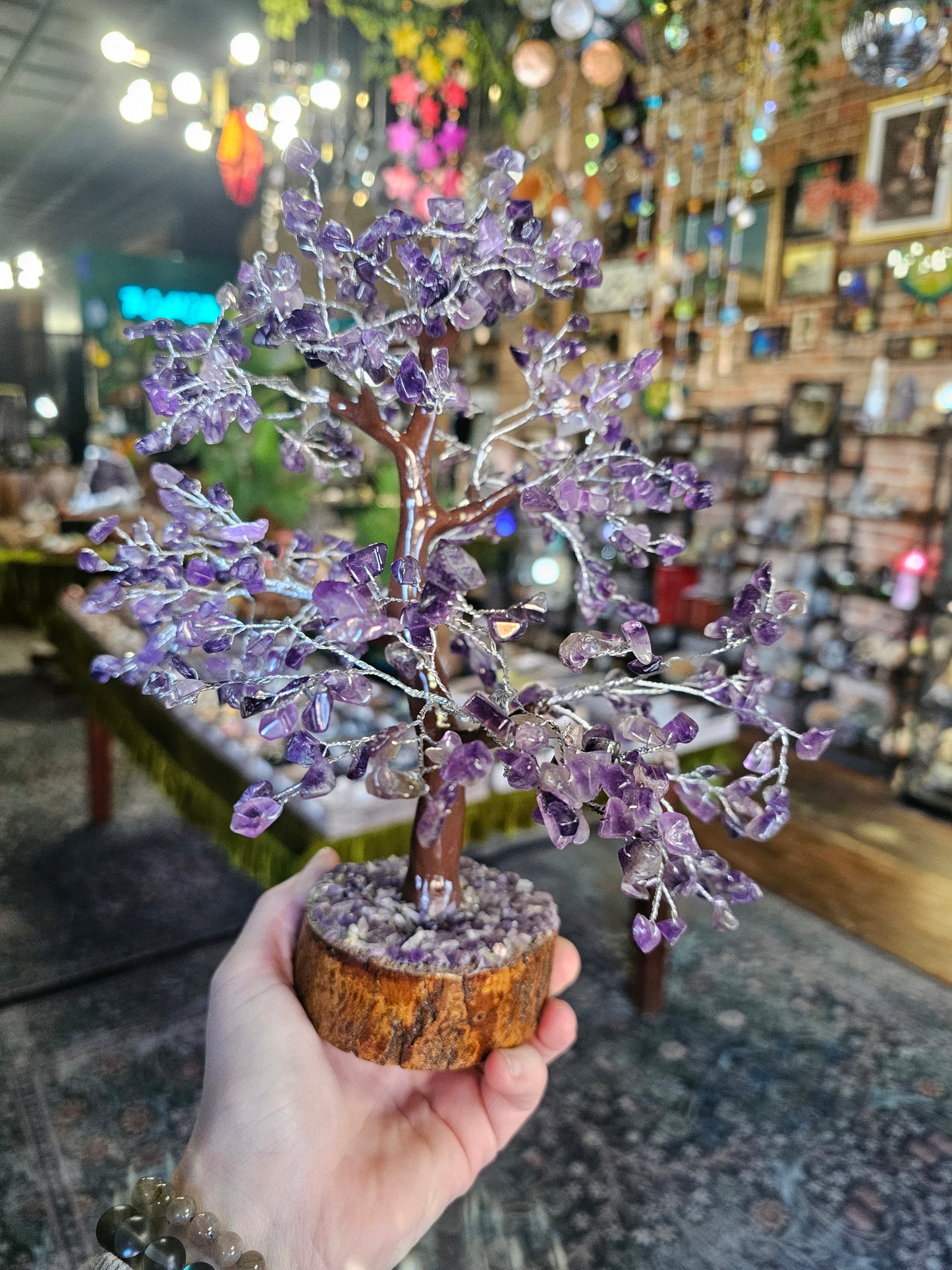 Amethyst Chip Tree on Amethyst Chip wood base