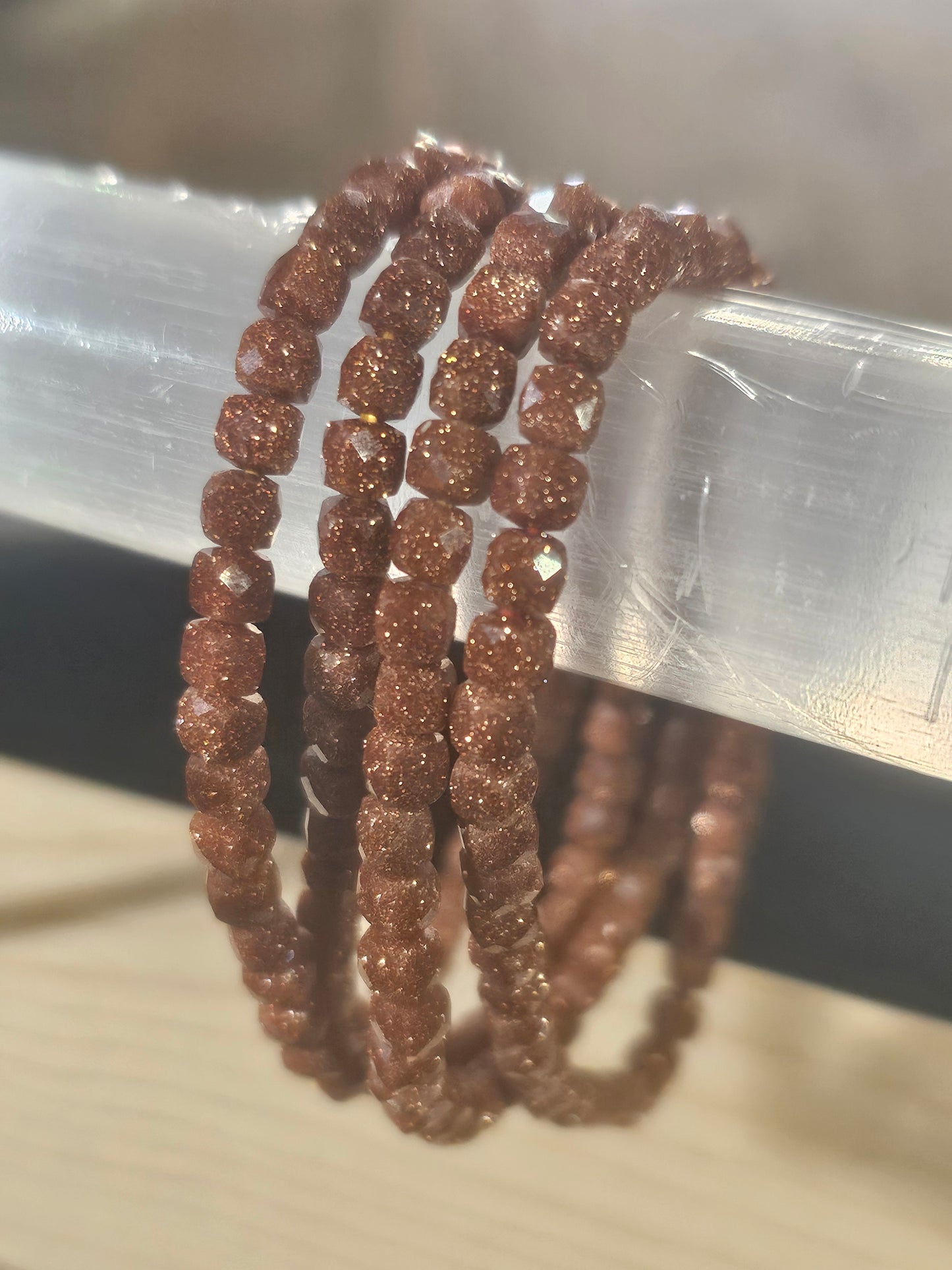 Goldstone Faceted Stretch Bracelet