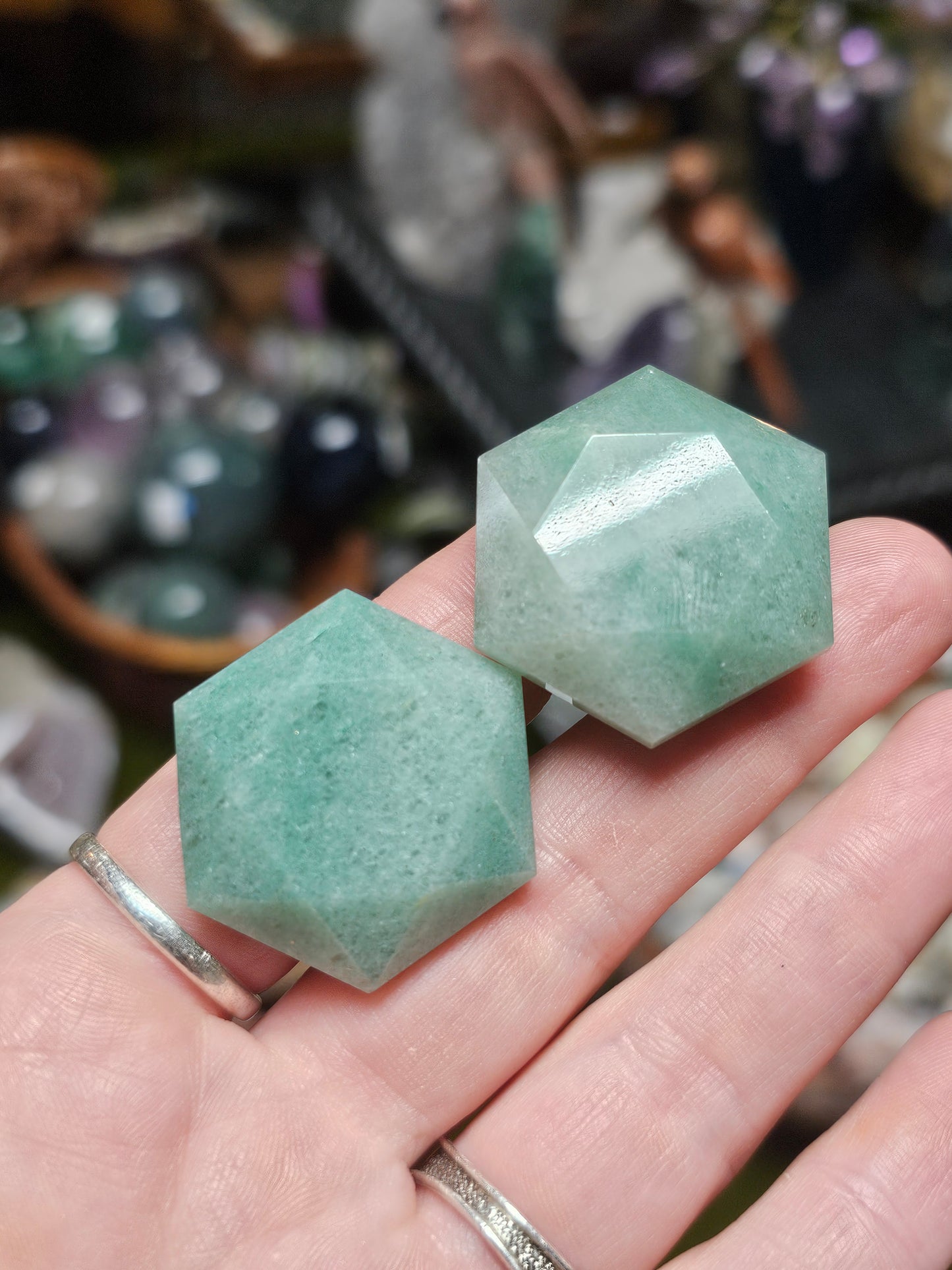 Green Adventurine Faceted Hexagon