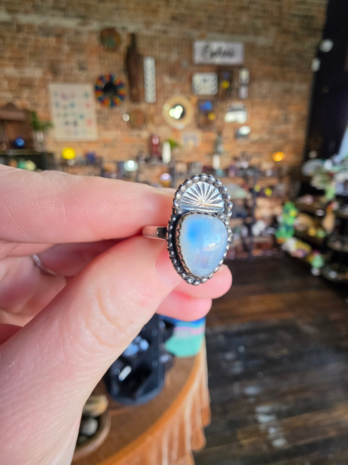 Rainbow Moonstone Ring Size 7
