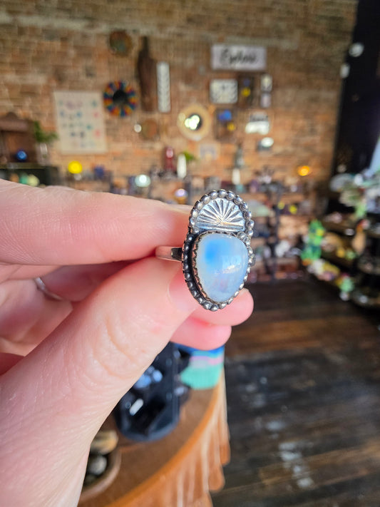 Rainbow Moonstone Ring Size 7