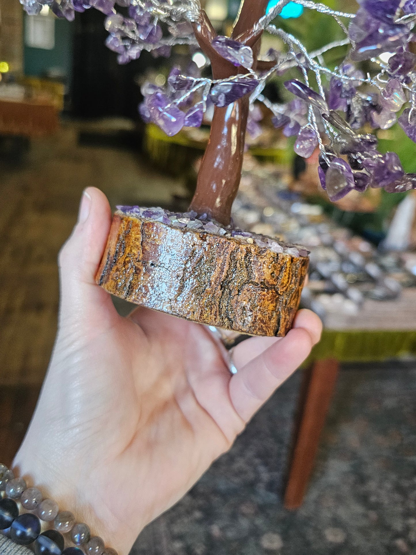 Amethyst Chip Tree on Amethyst Chip wood base
