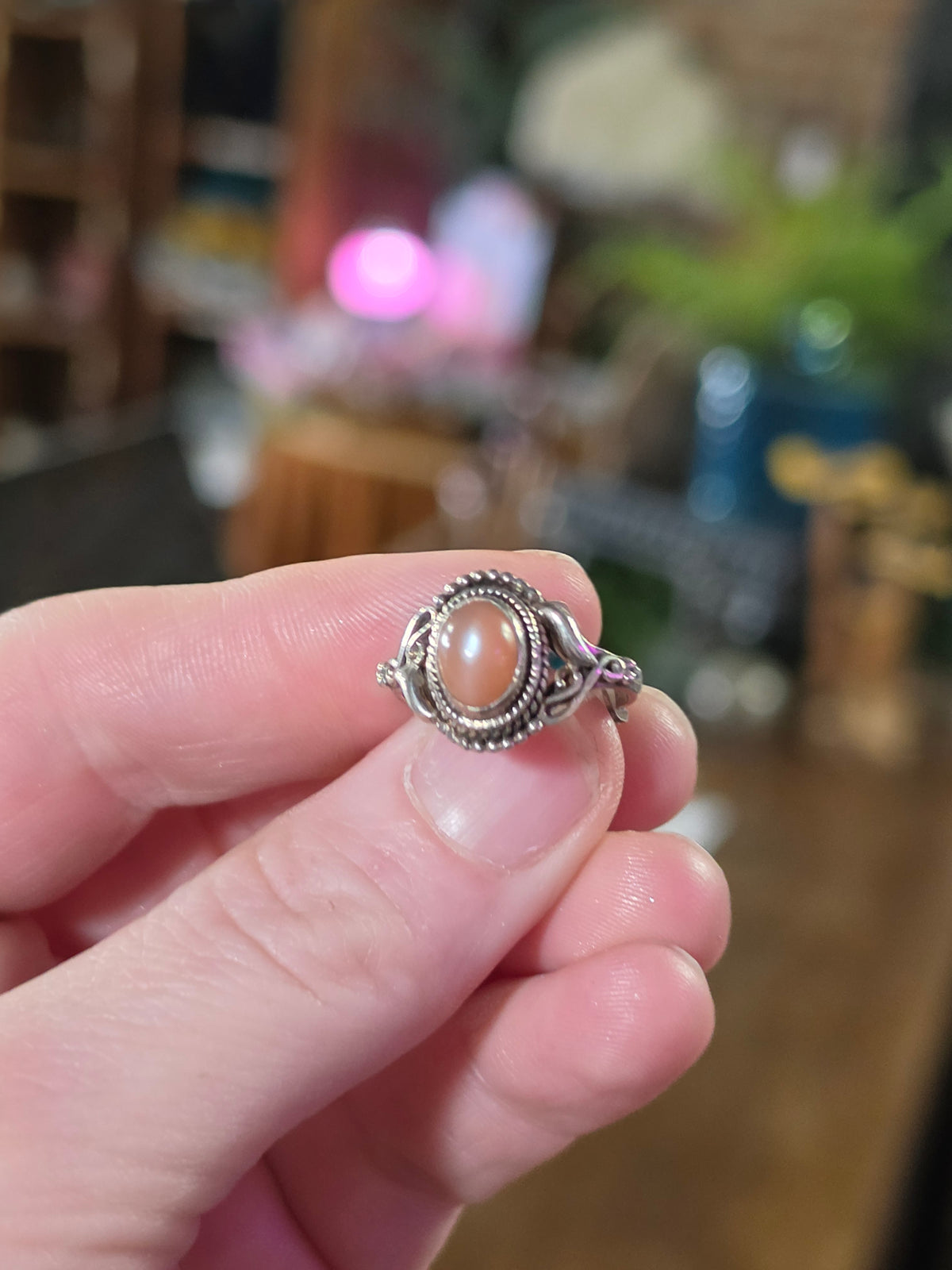 Peach Moonstone Ring Size 7