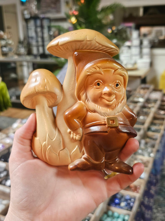 Vintage Miller Studio Gnome and Mushroom Chalkware