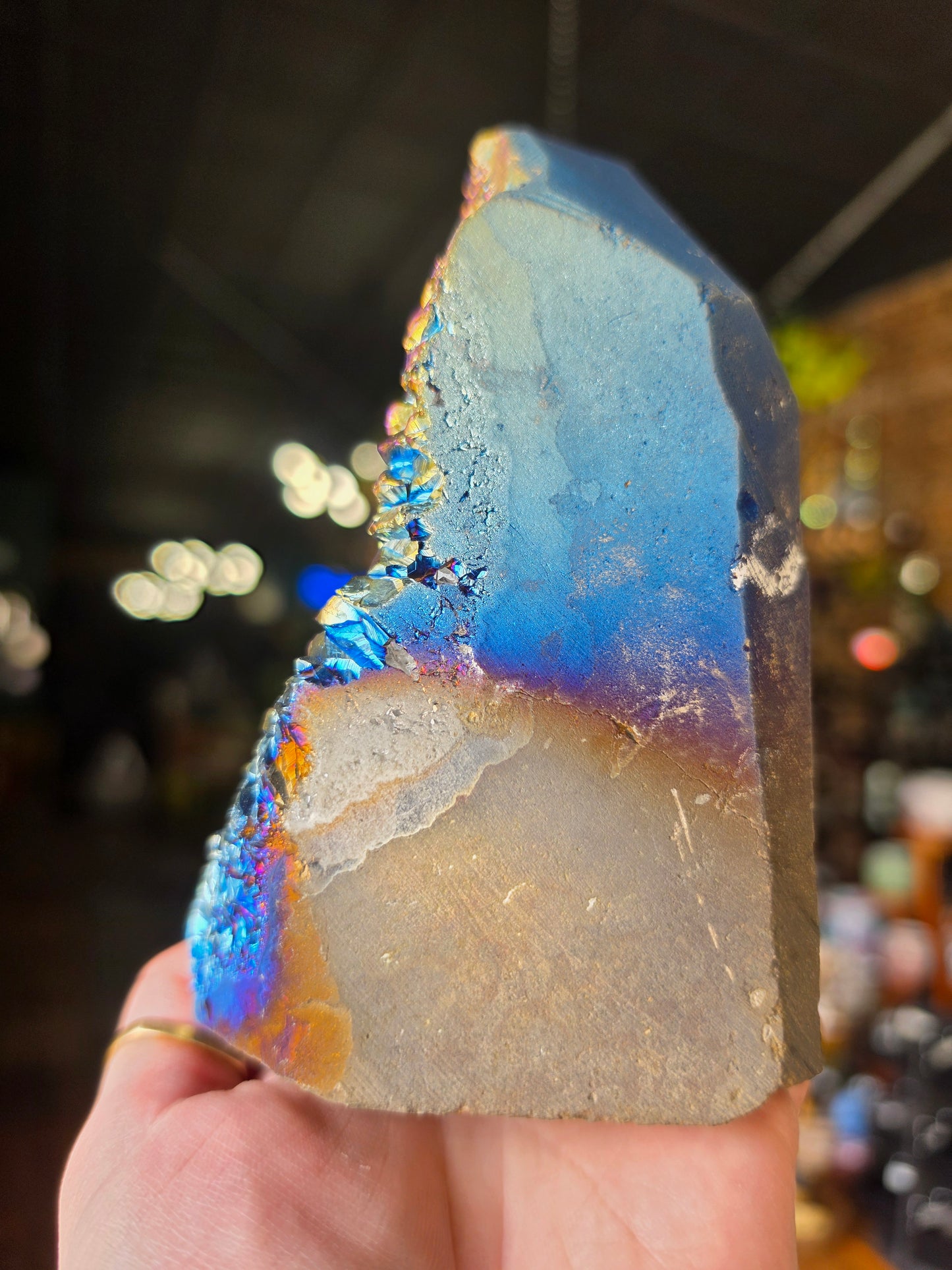 Treated Aura Quartz Cluster Freeform