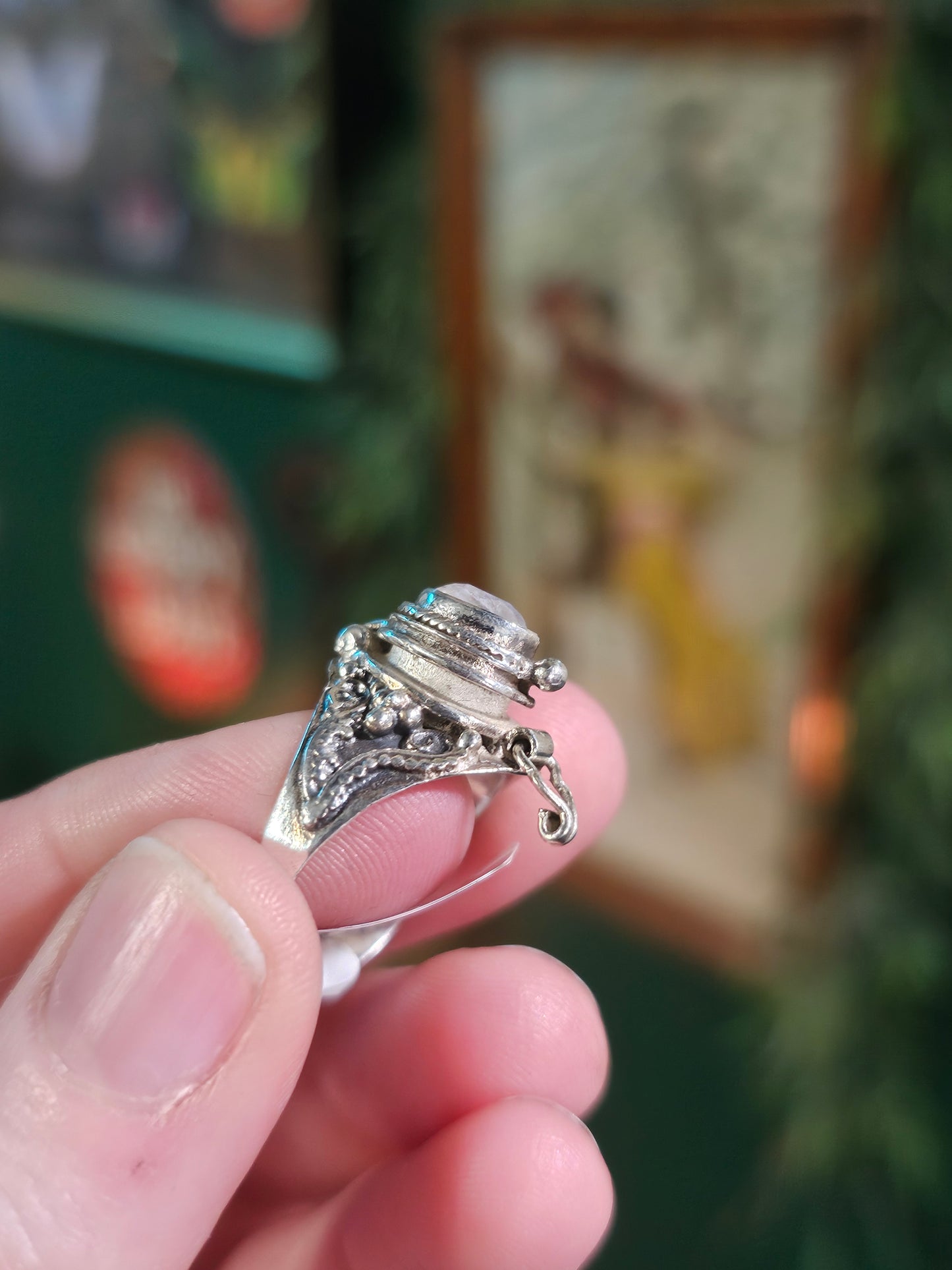 Size 8 Moonstone Poison Box Ring