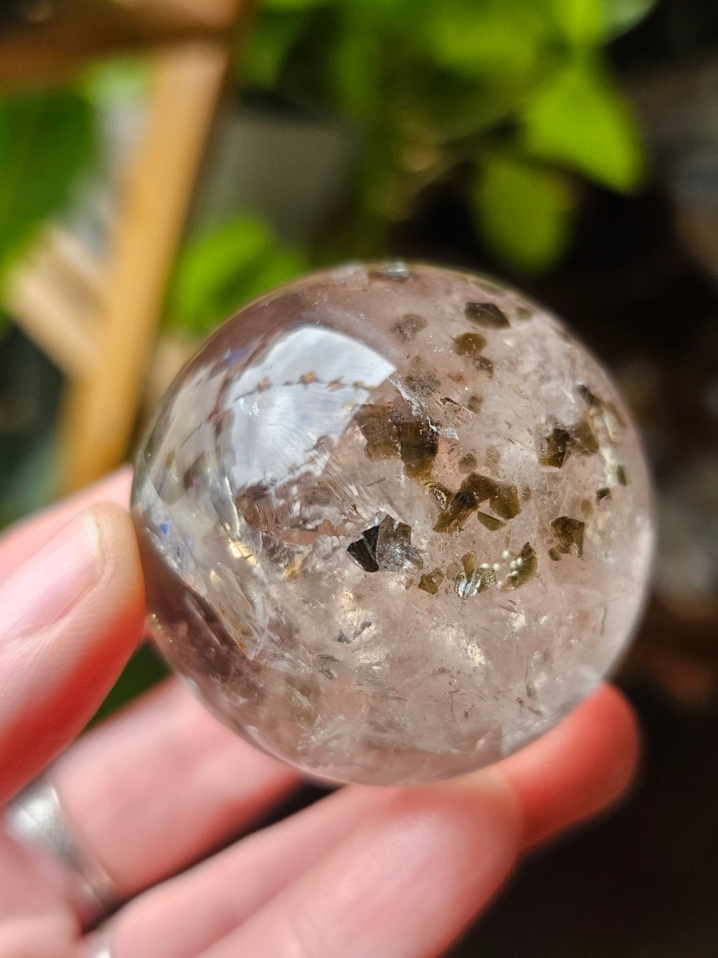 Green Mica in Quartz Sphere