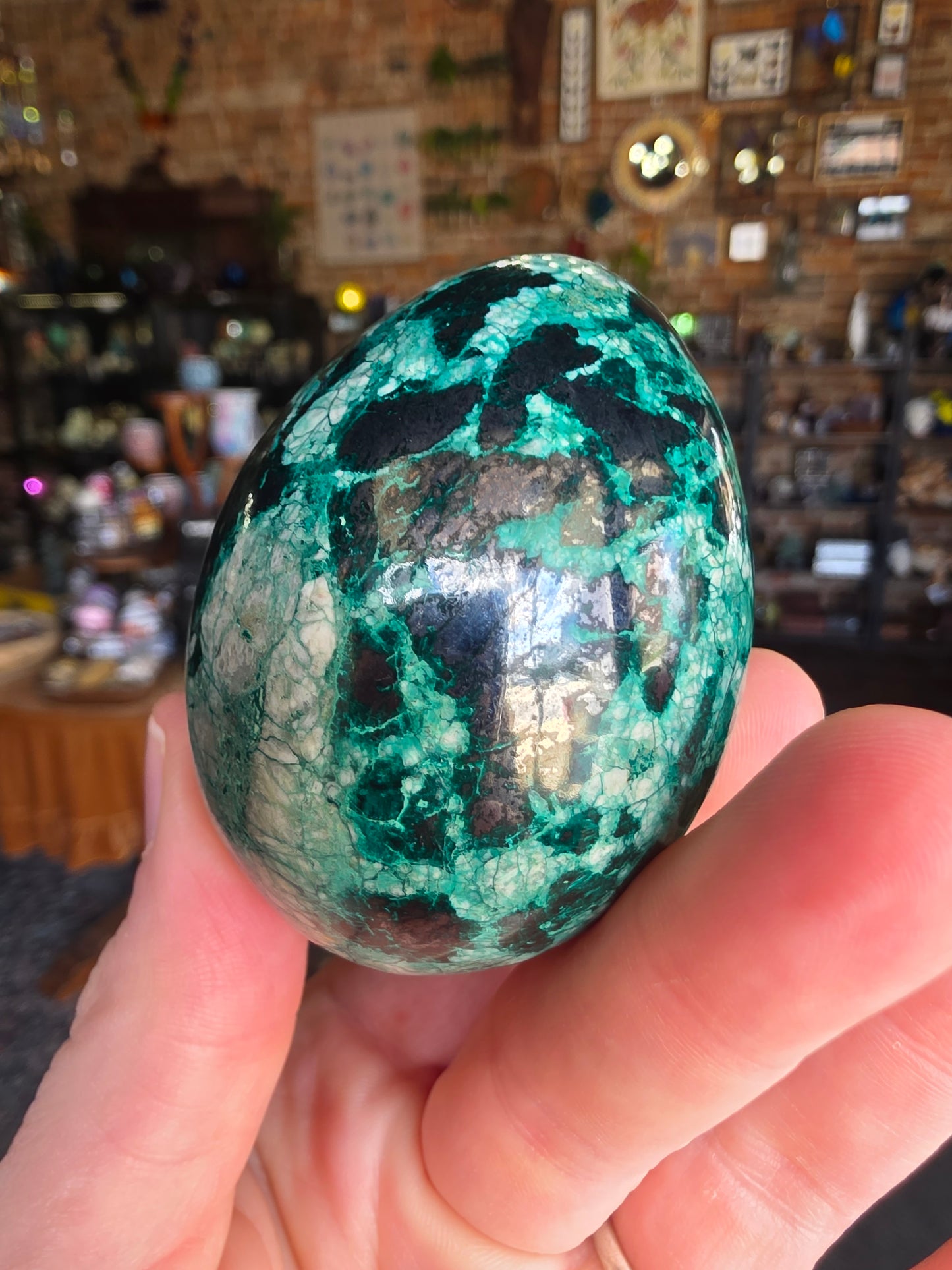 Chrysocolla and Hematite Egg