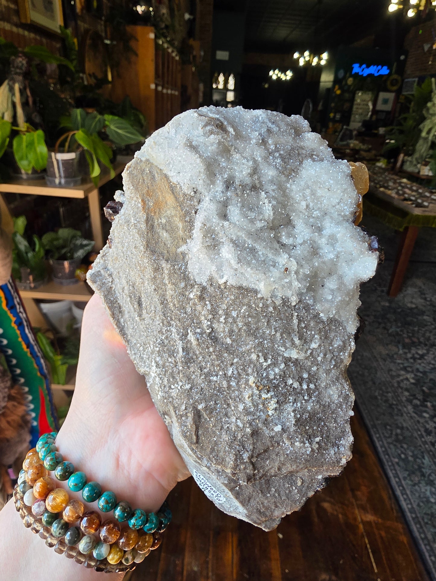Calcite and Sphalerite on Druzy Quartz
