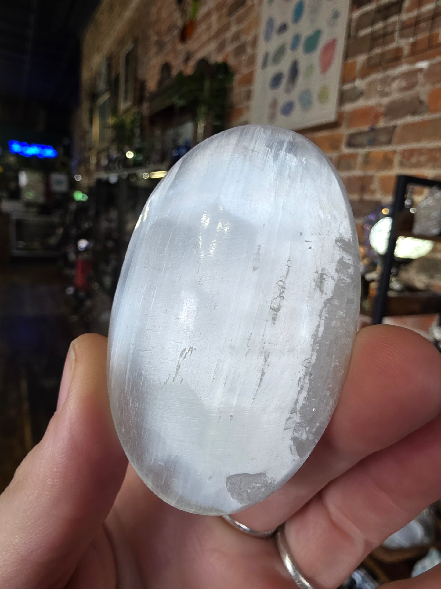 Satin Spar Palm Stone