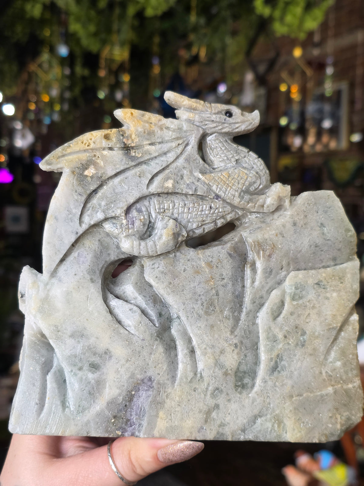 Fluorite Dragon Carving