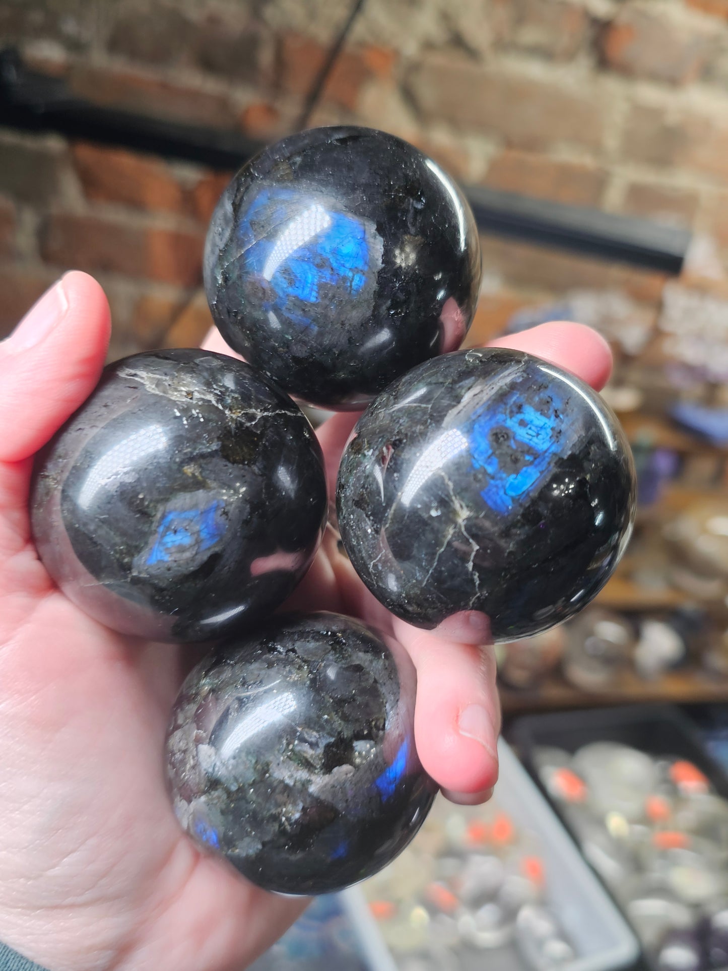 Blue Larvikite Spheres