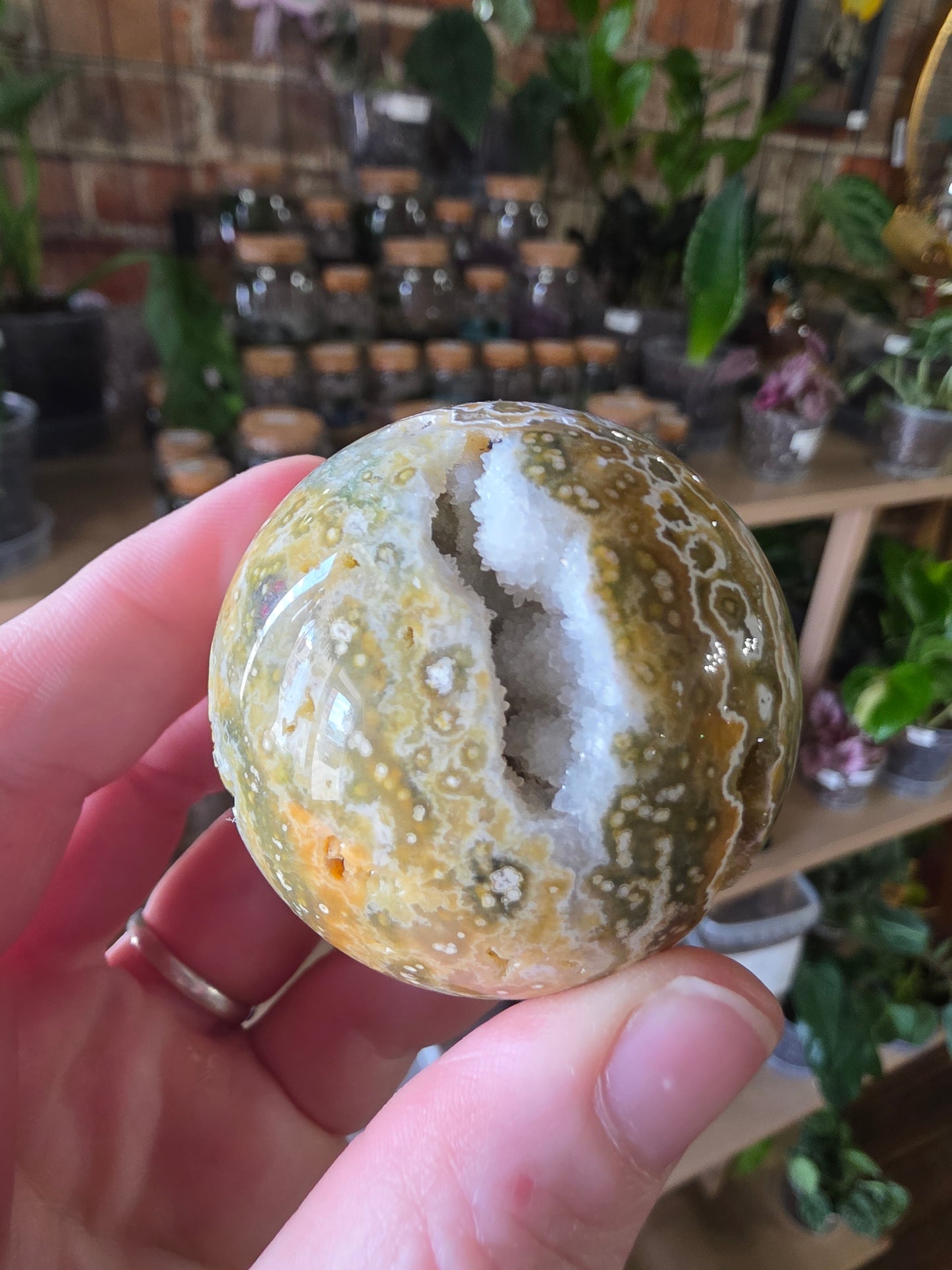Druzy Orbicular Jasper Sphere