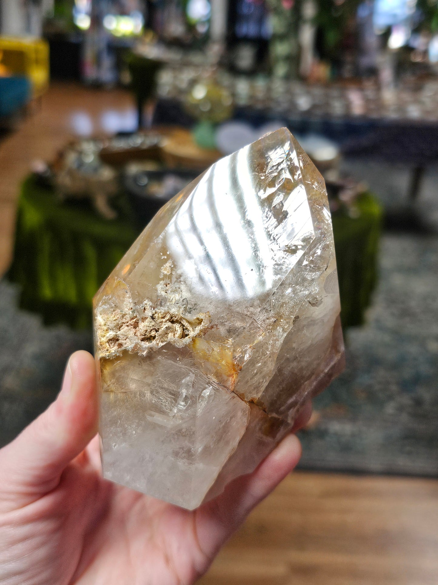 Polished Rutile and Lodilite Included Quartz Cluster