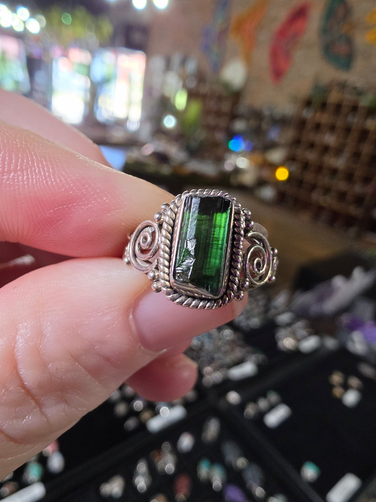 Size 6 Green Tourmaline Ring