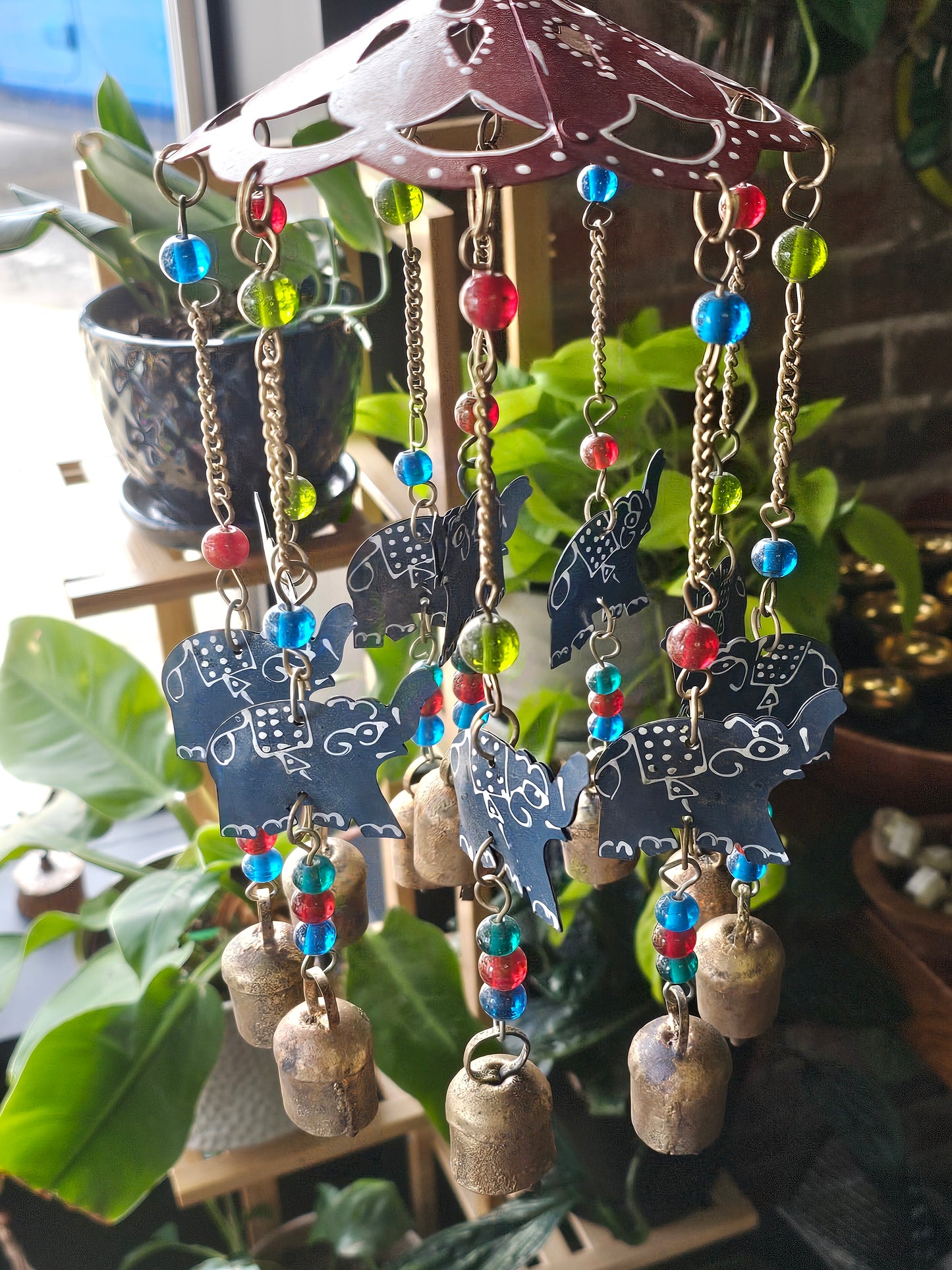 Elephant and Brass Bells Windchime