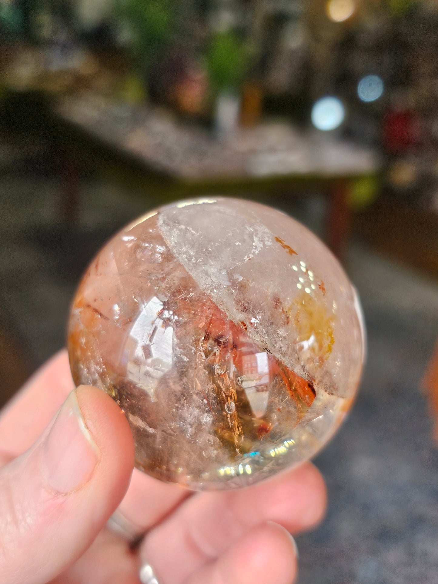 Iron Oxide and Hematite inclusions Quartz Sphere