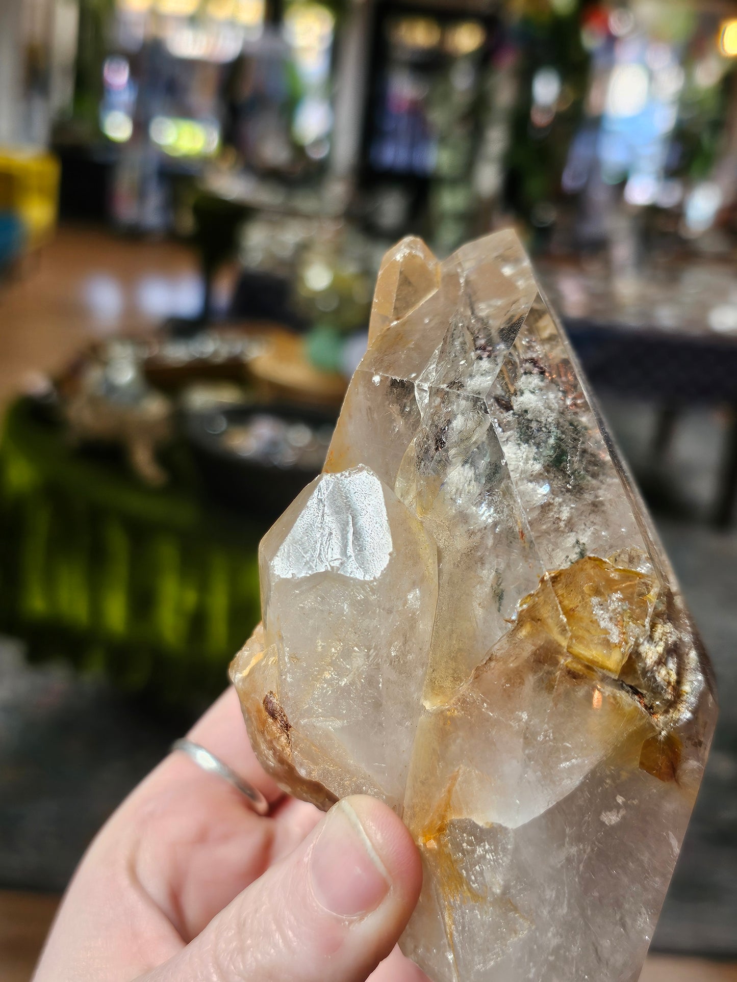 Polished Rutile and Lodilite Included Quartz Cluster