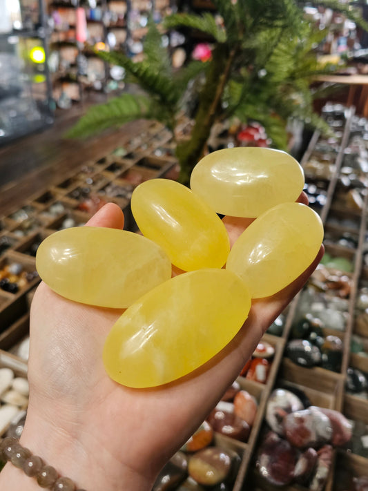 Lemon Calcite Palm Stone