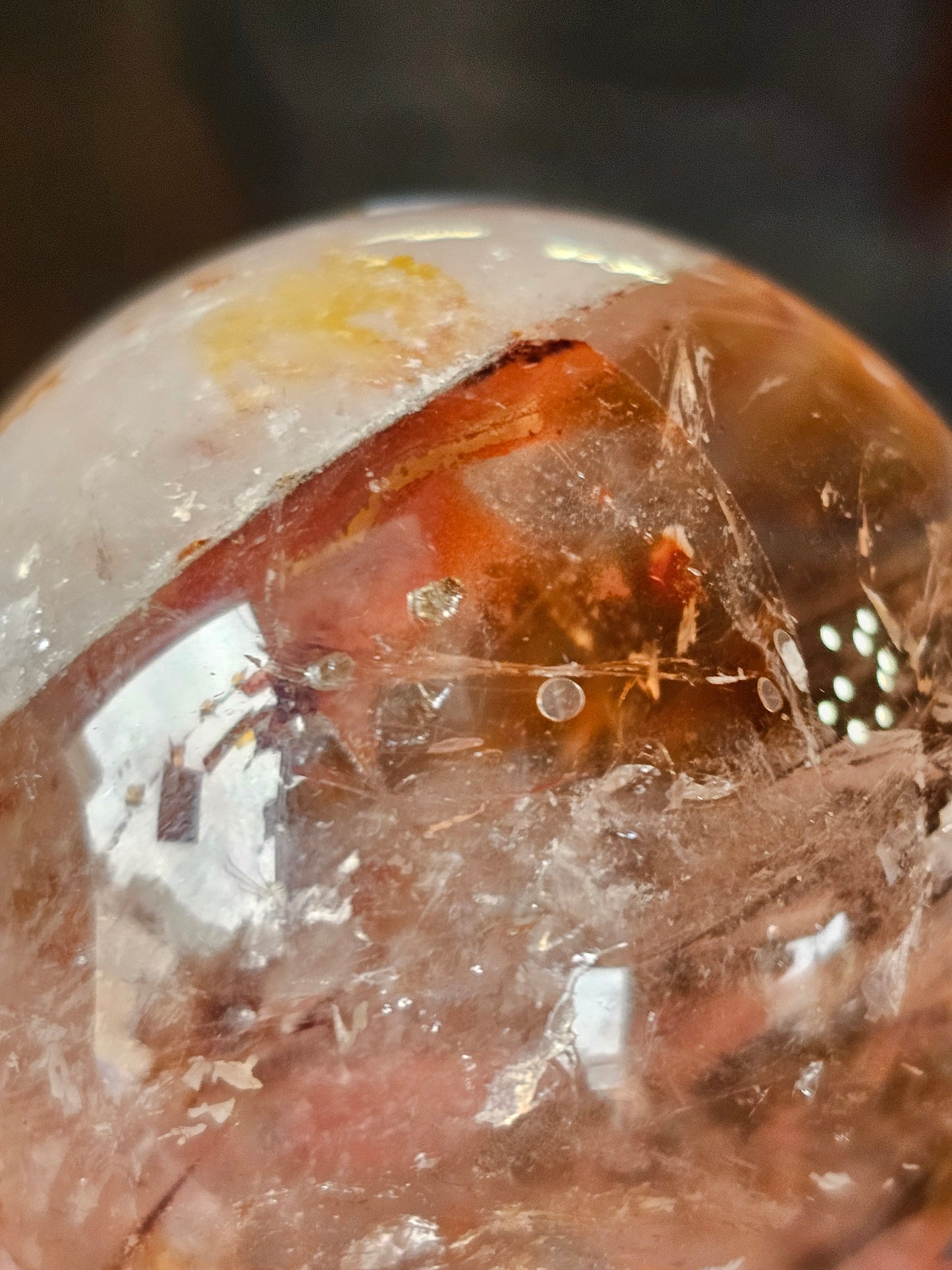 Iron Oxide and Hematite inclusions Quartz Sphere