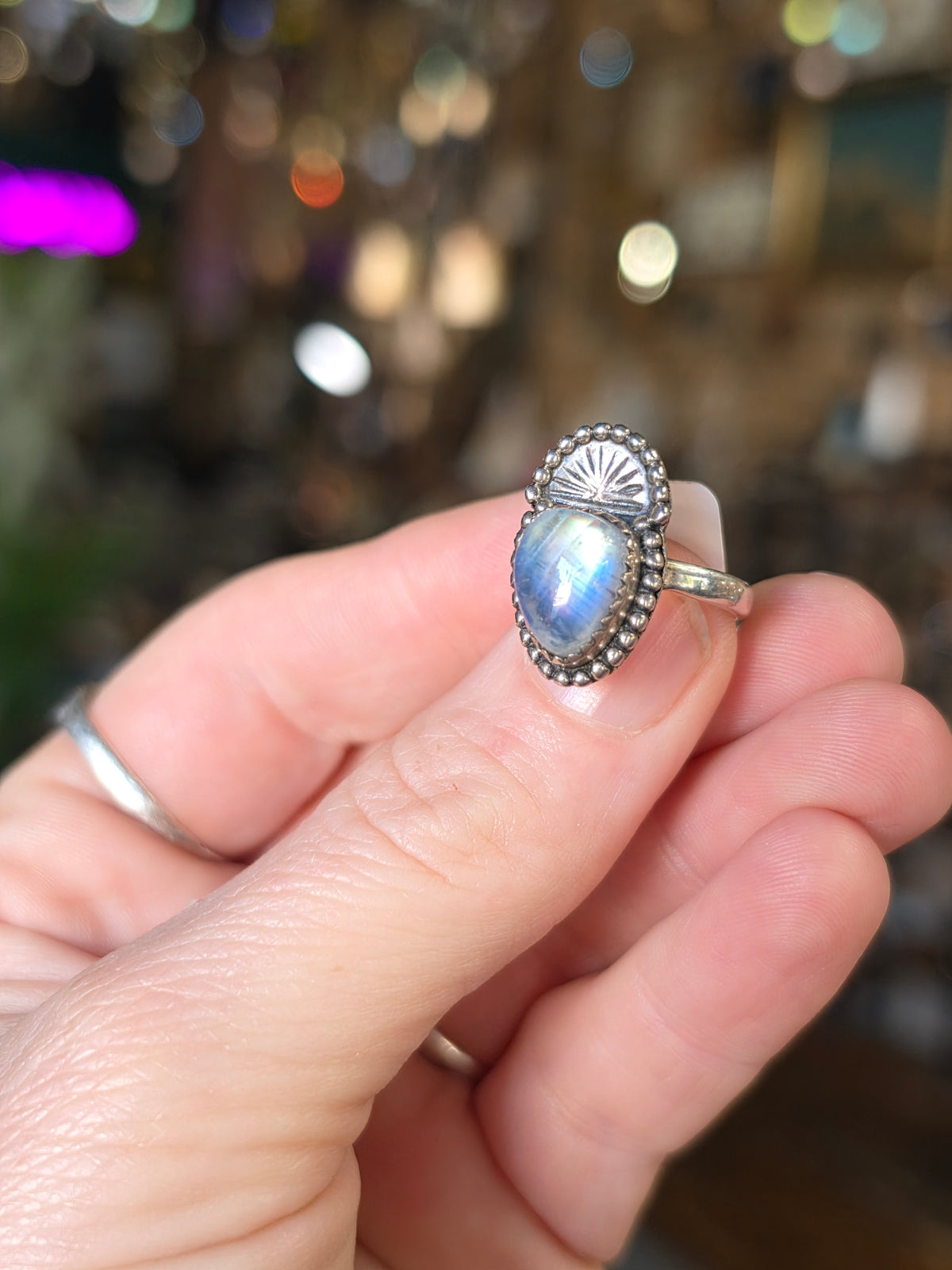 Size 6 Rainbow Moonstone Ring