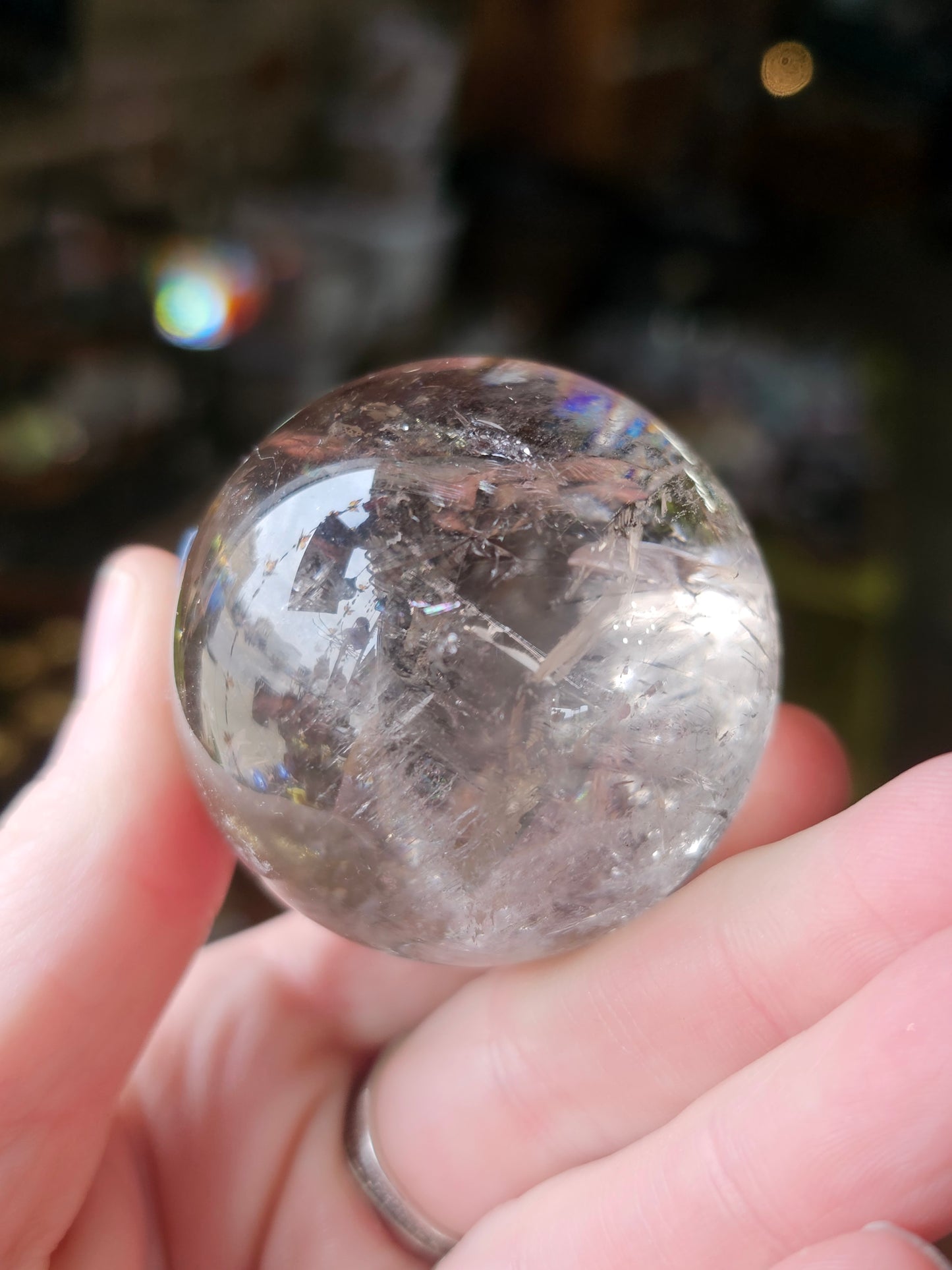 Green Mica in Quartz Sphere