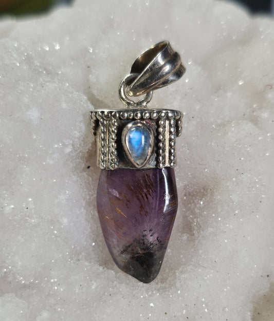 Moonstone & Included Amethyst Pendant
