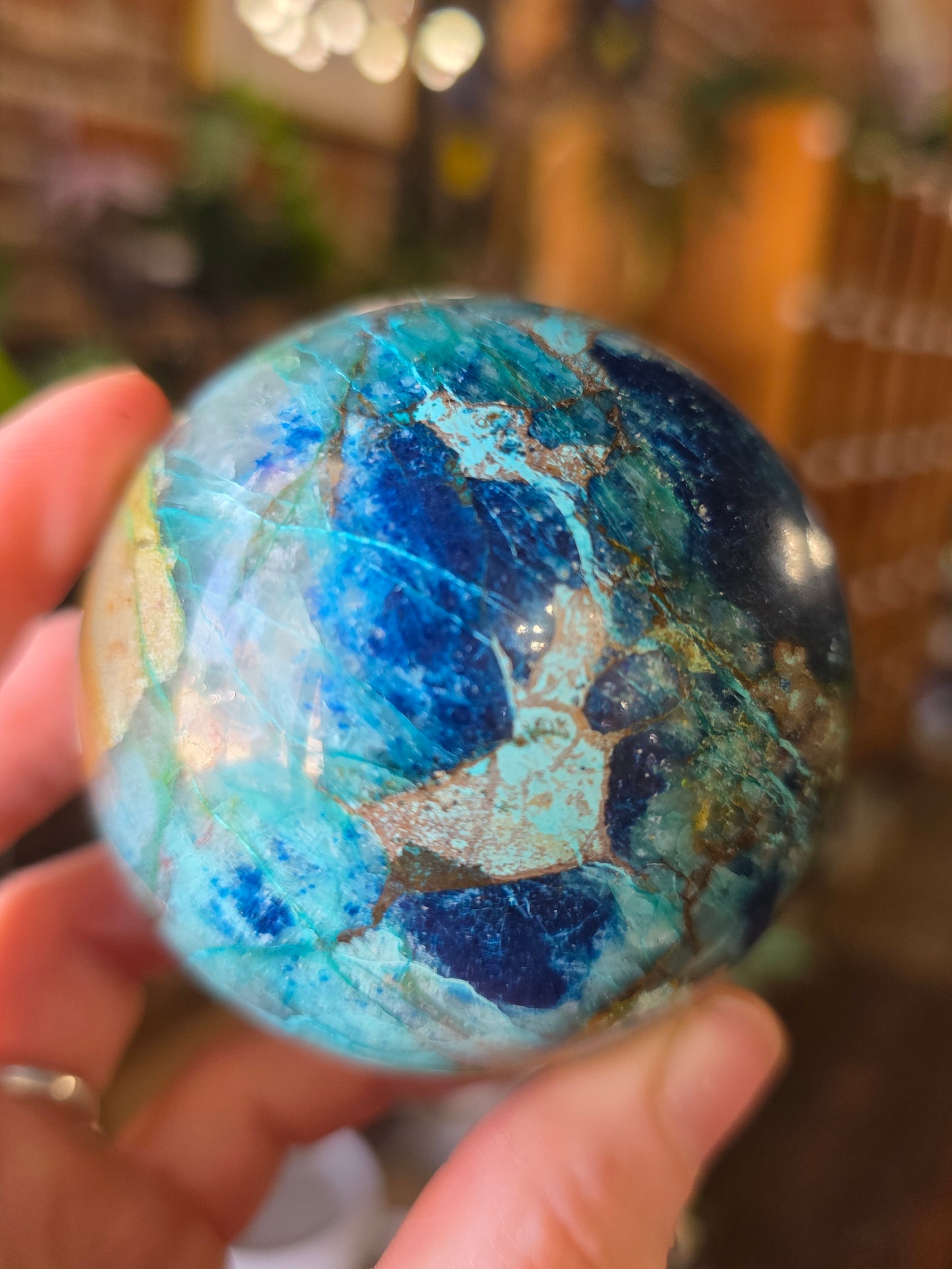 Chrysocolla and Shattuckite Sphere