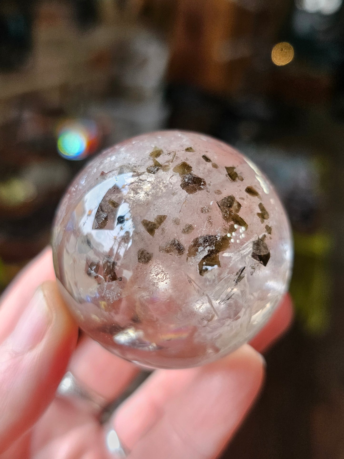 Green Mica in Quartz Sphere